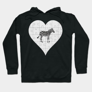 Jigsaw  Zebra Heart Design - Wild Animal Zebra Hoodie